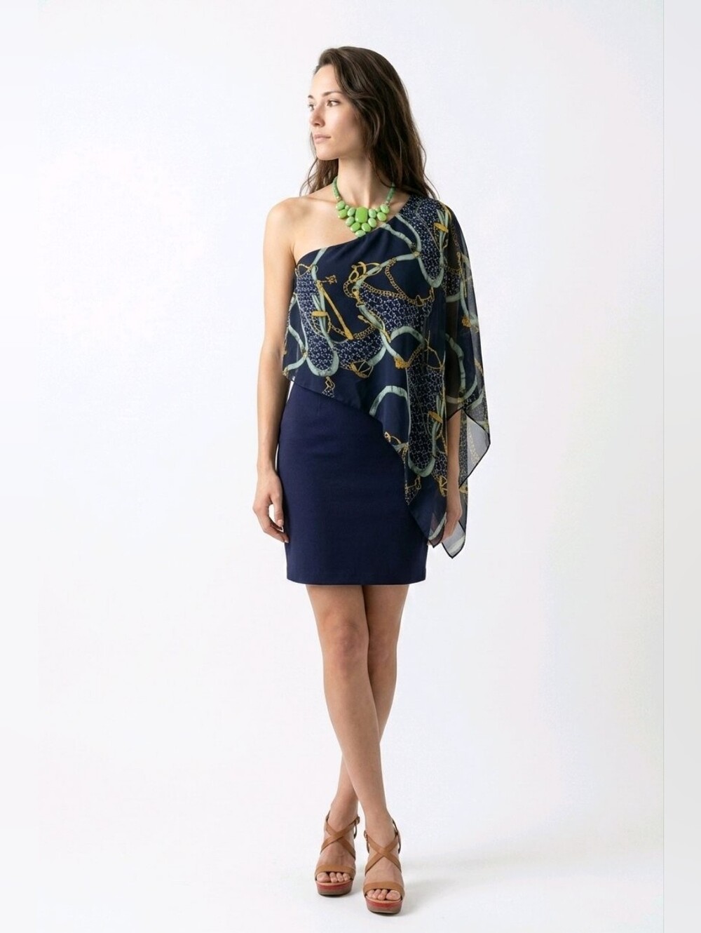 Dress with attached scarf
